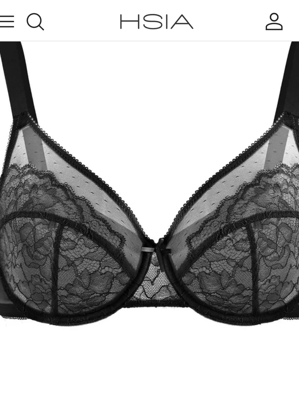 HSIA NWT Enchante Unlined Non Padded Black Lace Underwire Bra